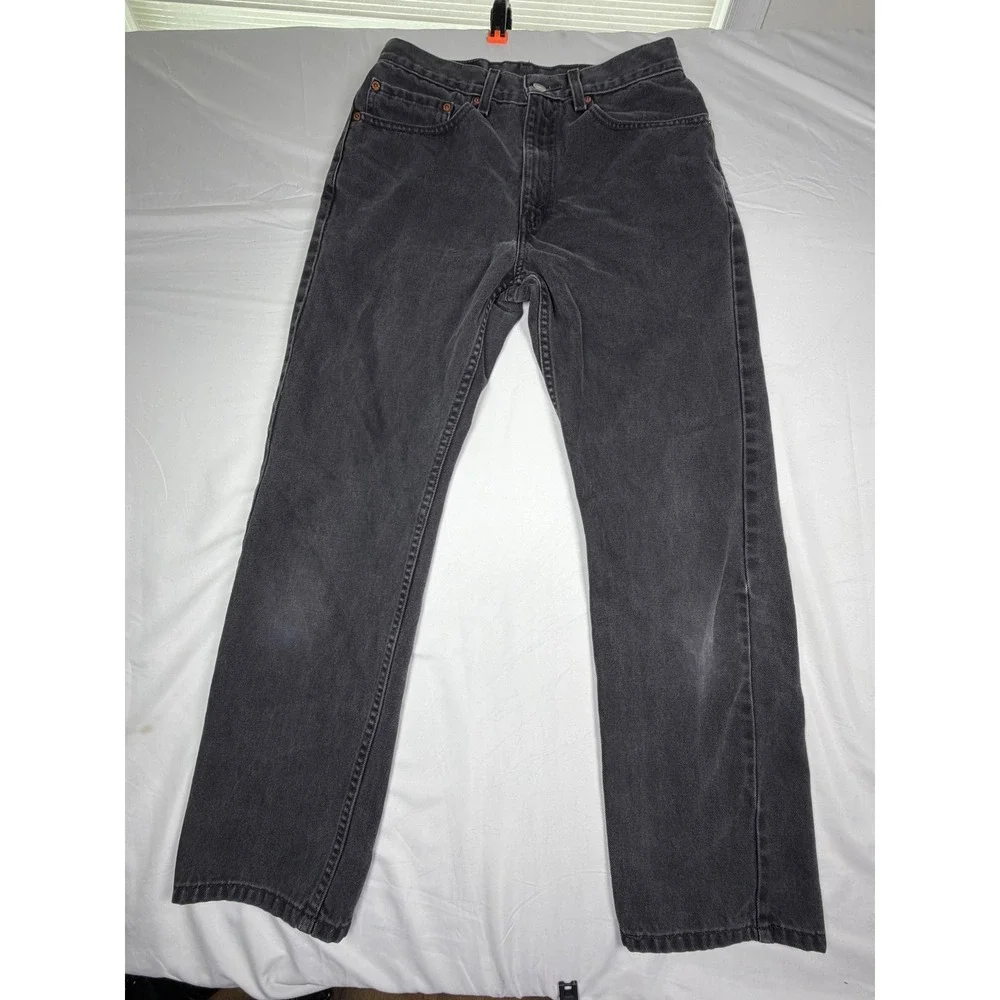 Levis 505 Vintage Y2K  Regular Jeans Mens 30x29  Faded Black Straight Leg 2003